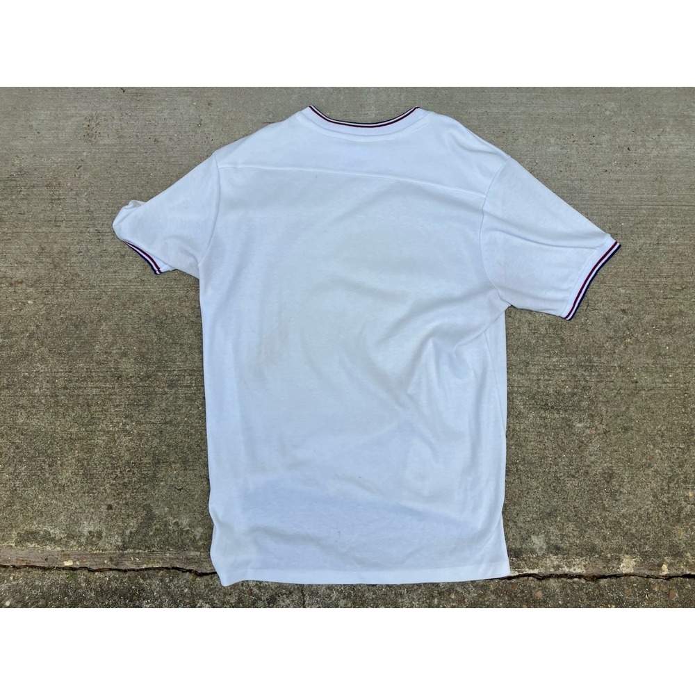 Vintage 70's Stan Smith Duofold White Tennis Polo Shirt Size Large Made In USA - Picture 9 of 11